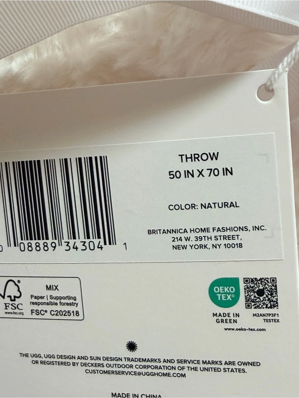 New.. UGG Adalee Faux Fur Throw, 50